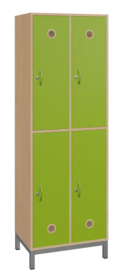 SBS-2222 šatní skříň 4-boxová, 1800x600x400 mm, kovové nohy, korpus bříza irská, dvířka jarní zeleň